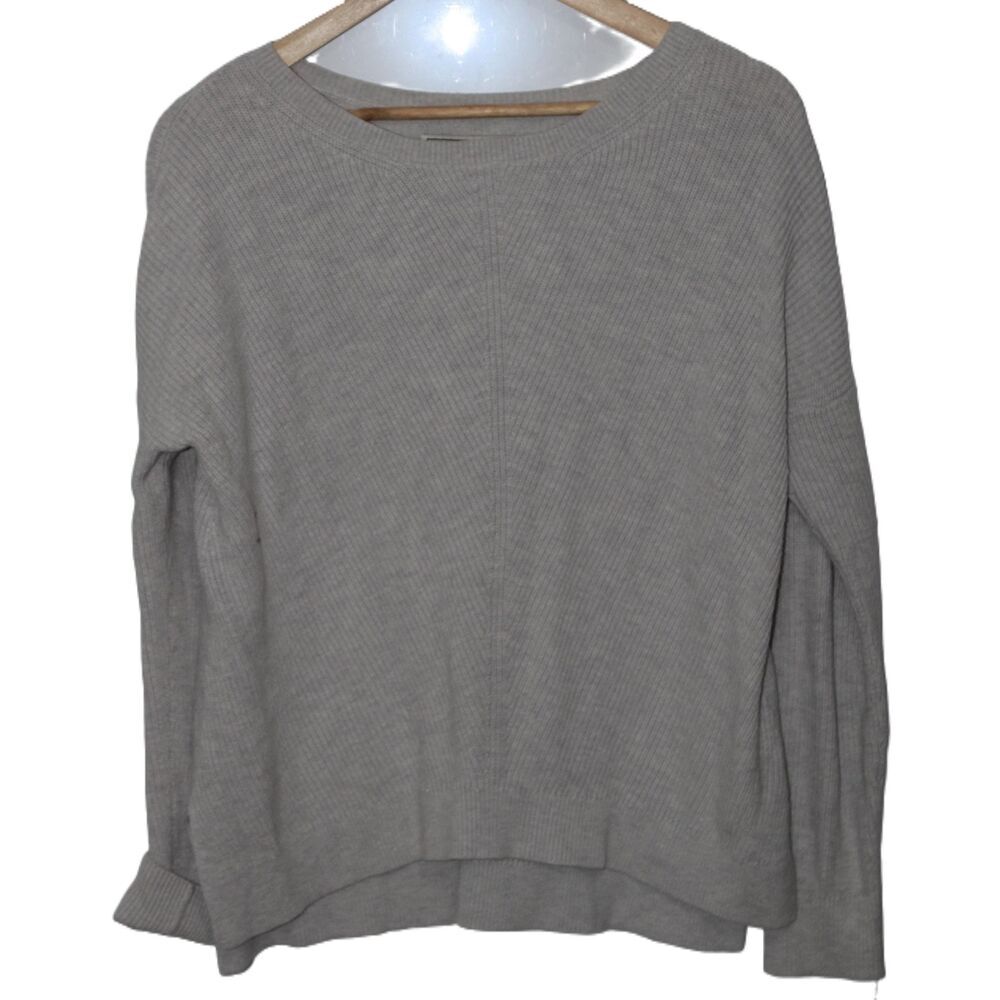 Womens Abercrombie & Fitch Gray Ribbed Knit Long Sleeve Crew Neck Sweater Size M
